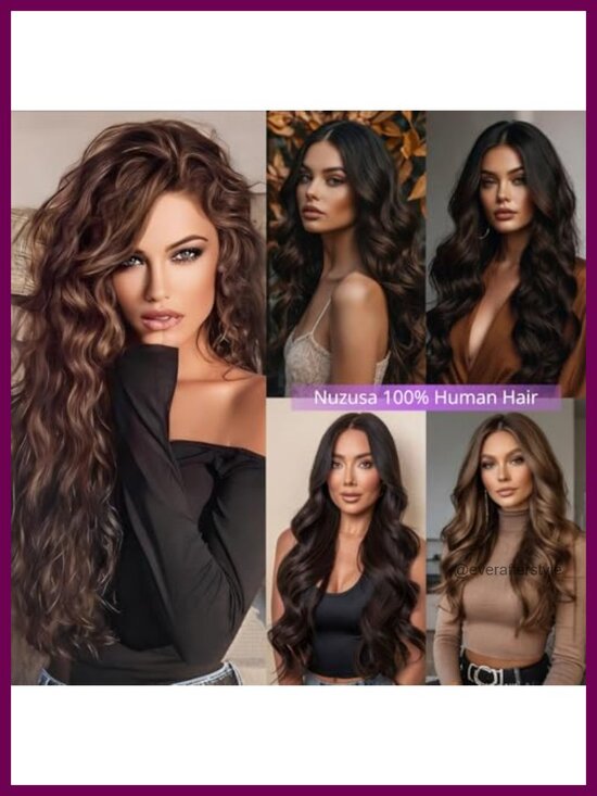 Clip In Hair Extensions Real Human Hair 8 Piece Set 20 Inch Long Straight